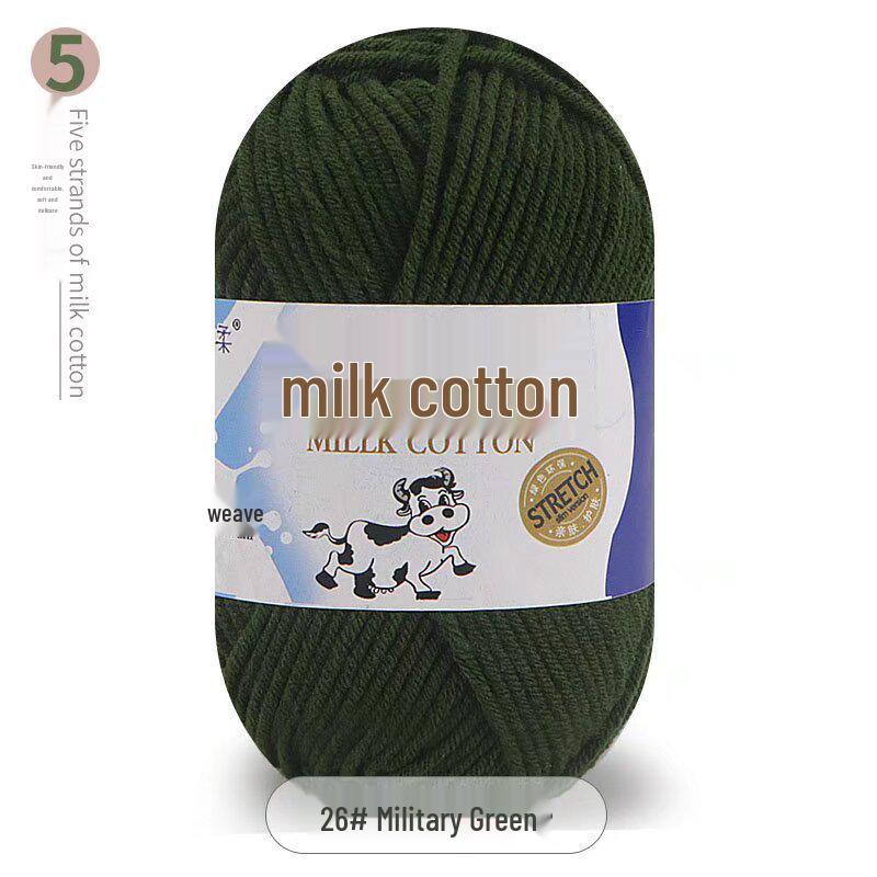 Five-Strand Milk Cotton Yarn for Crochet: Medium-Thick, Hand-Knitted DIY Kit for Dolls, Shoes, Scarves.