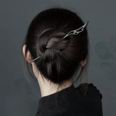 Handmade Black Hairpin with Updo