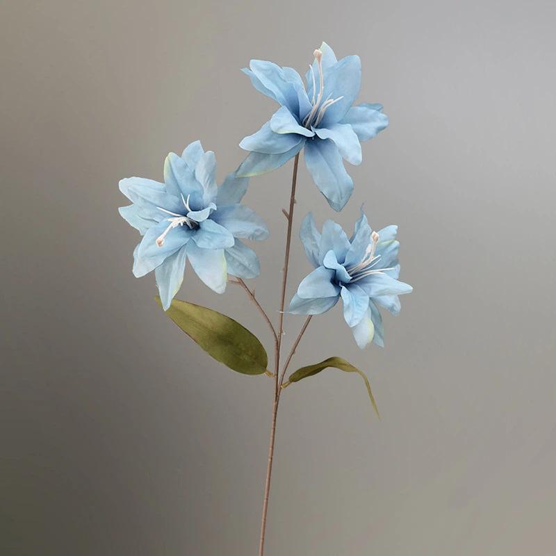 2PCS 3 Heads Lily Artificial Flowers Real Touch Fake Flower for Wedding Home Party Table Centerpieces