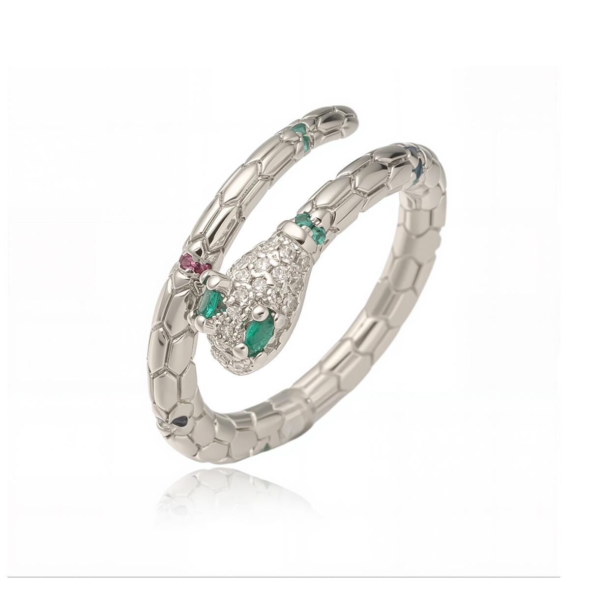 

Позолочена каблучка-змія з цирконієм: Європейський та американський стиль, відкритий дизайн, жіноча трендова річ Adjustable Open