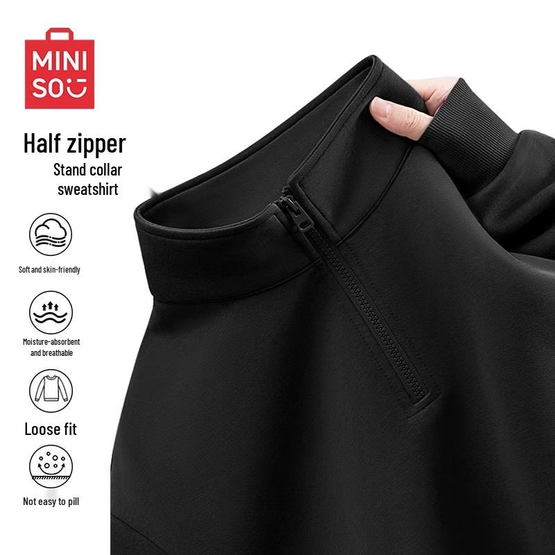 MINISO Men's Half-Zip Stand-Up Collar Sweatshirt