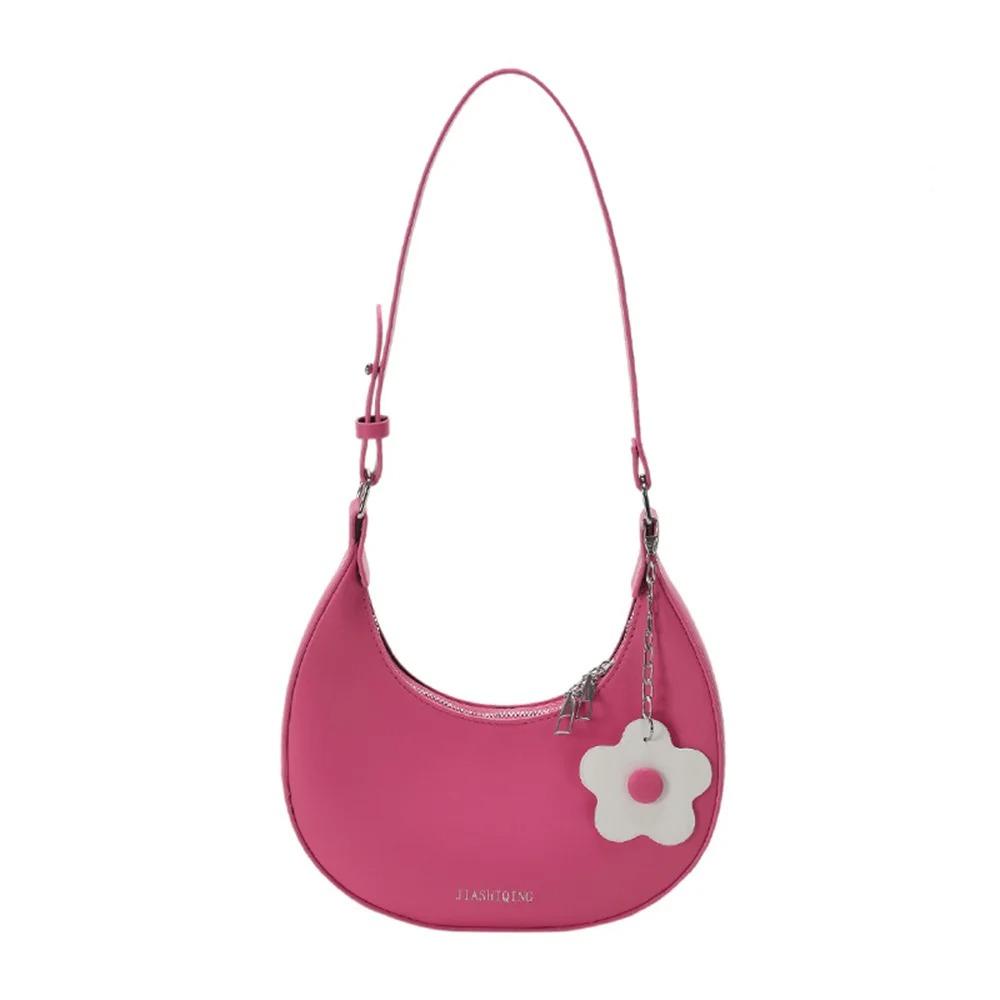 Large Capacity Flower Shoulder Bag Dumpling Shape Women Underarm Bag Half-moon Bag  Streetwear
