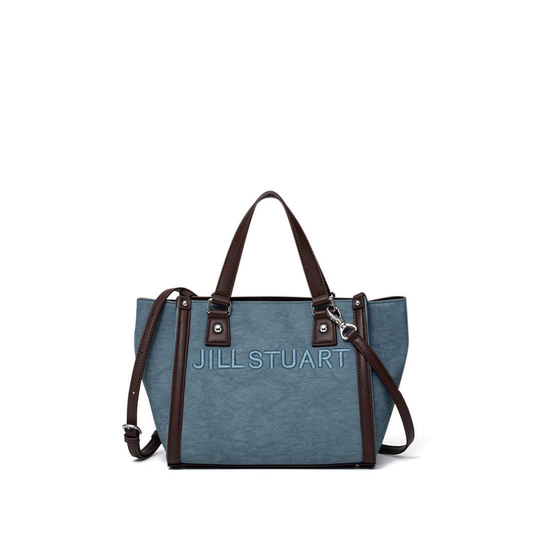 Tote Bag Brand Embroidered Logo Synthetic Leather Lightweight Compact Handbag with Long Shoulder Strap JSLH5JH1 Jill Stuart 2-Way Panel Denim 16890₽