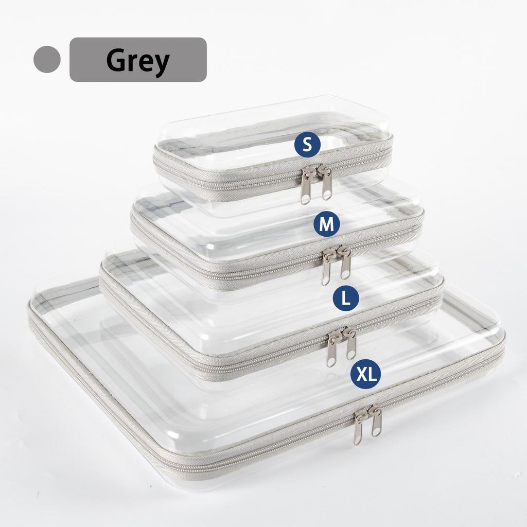 Large Clear Zipper Travel Organizer Bag for Pet Clothes & Toiletries - Hard Storage Box with High Capacity