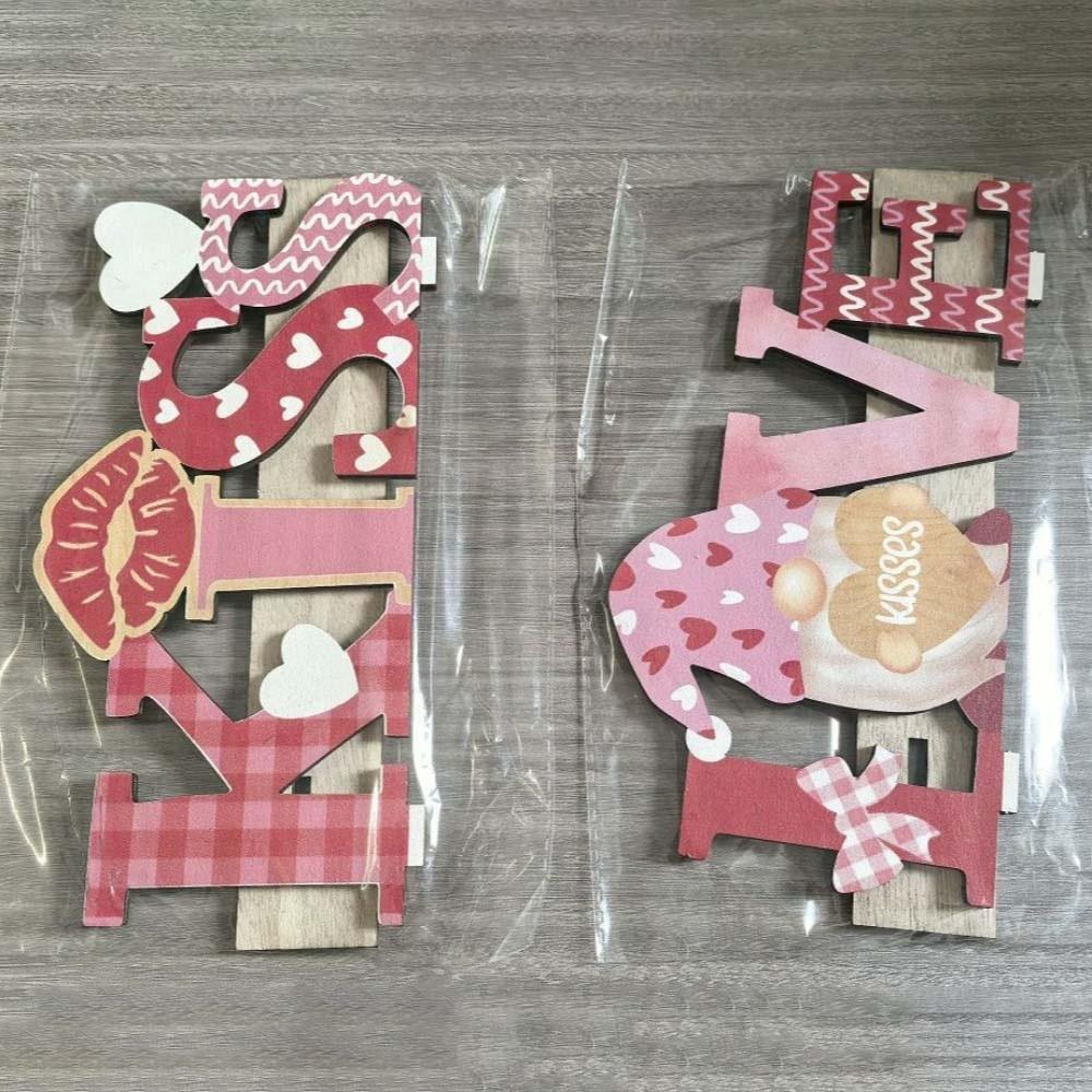 LOVE KISS Love Wood Knot Ornament Wooden Art Craft Pink Red Valentine Day Wooden Decorations Hand-carved Lip Love Heart