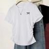 In Stock Slim Fit Korean Style Plus Size Shoulder-Sleeve Cinched Waist Summer Top