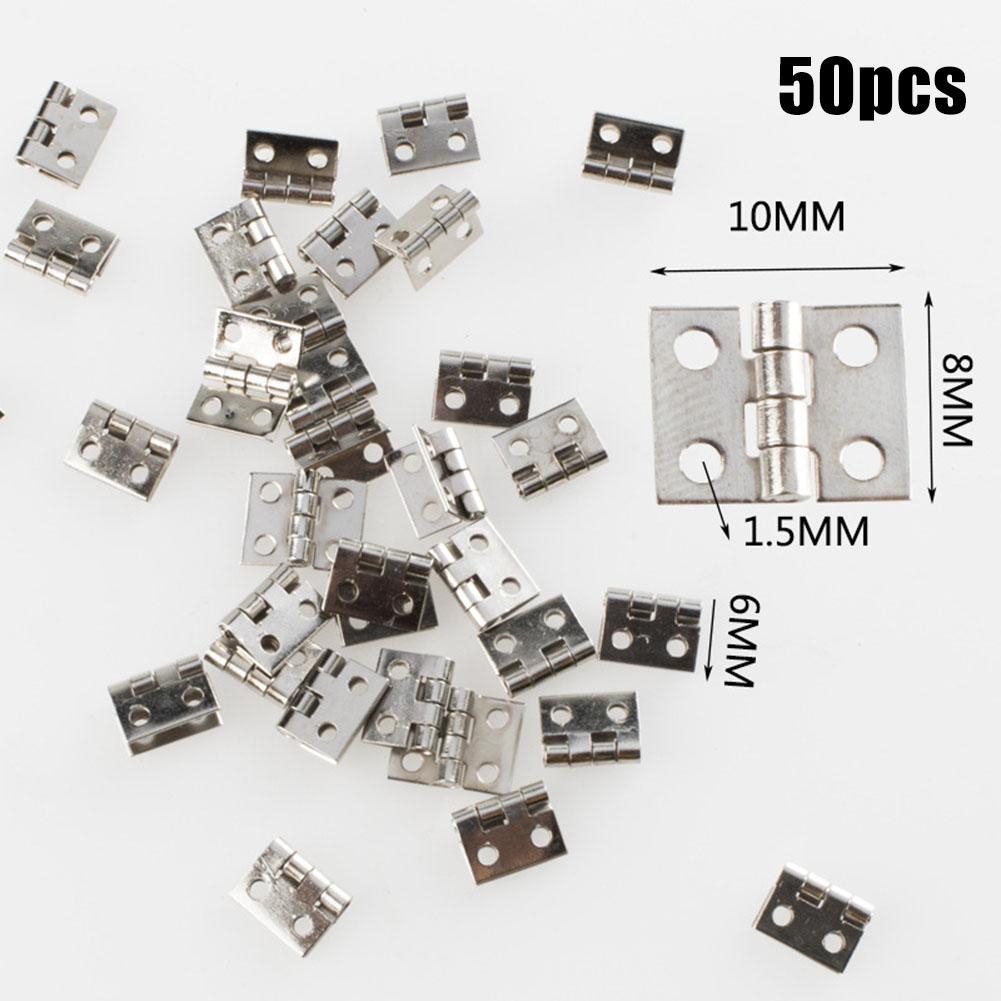 50pcs Brass Hinge 8*10mm Cabinet Hinges Furniture Accessories For Small Craft Door Jewelry Boxes Accessories
