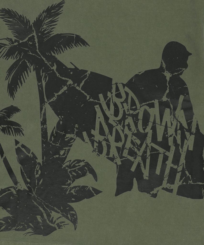BROWNBREATH Pigment Surfing Tag Tee - Khaki