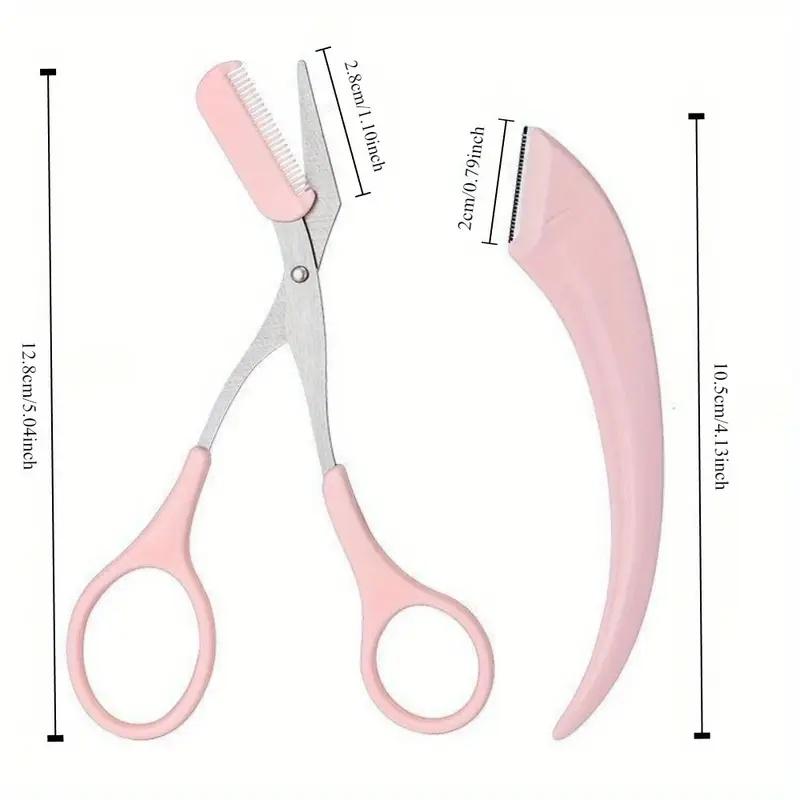 Eyebrow Trimmer Set, Curved Eyebrow Razor, Eyebrow Scissors With Comb, Convenient Easy Beauty Tools For Beginners