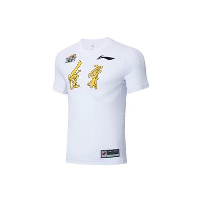 Li Ning Sports Basketball Series CBA Liaoning Team Solid Color Printed Logo Quick-Dry Short Sleeve T-Shirt Men T-Shirt White ATSSD11-2