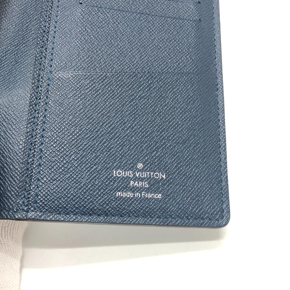 Louis Vuitton M64010 Taiga Stripe Portefeuille Brazza Long Wallet blue/Wine Red