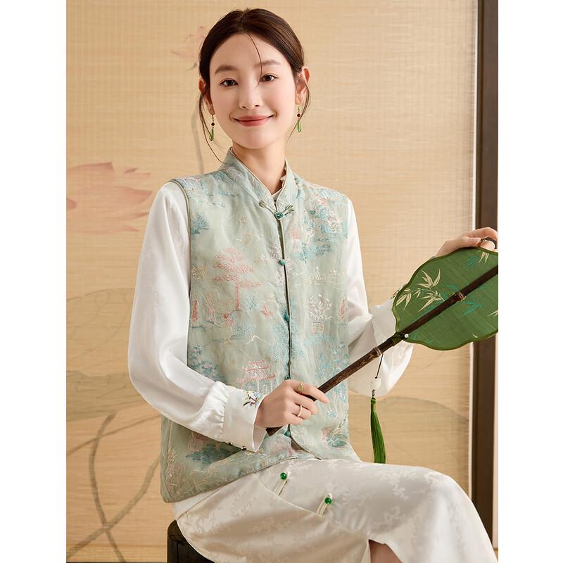 ORIGIN Men s Chinese Style Printed Stand Collar Shirt M