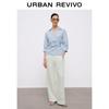UR2026 Women's V-Neck Pleated Cotton Blouse
