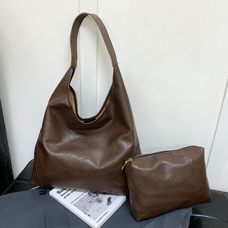 Retro trendy simple child and mother tote bag 2025 new large-capacity underarm bag niche high-value shoulder bag