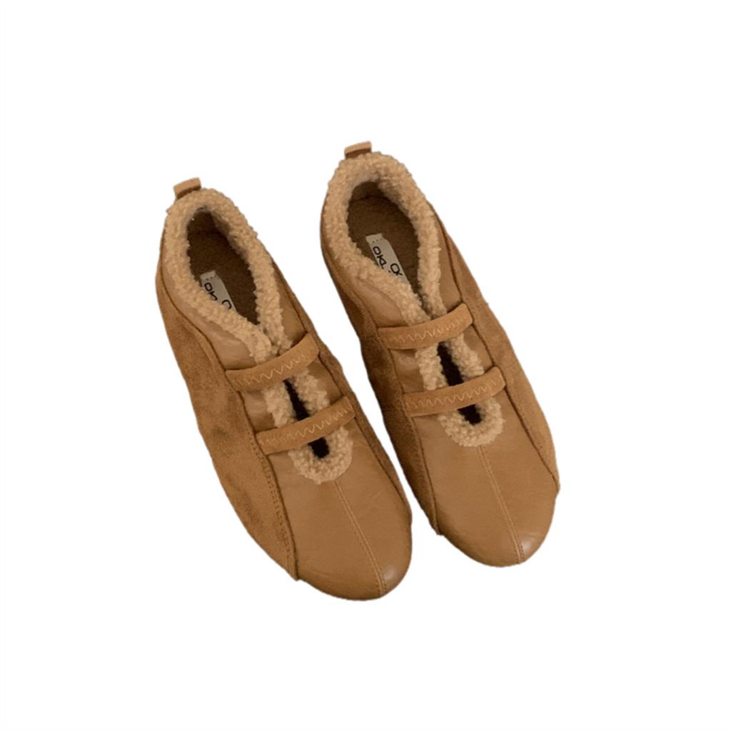 Retro brown Maillard plush shoes women's autumn and winter 2025 new loafers Korean version casual single shoes