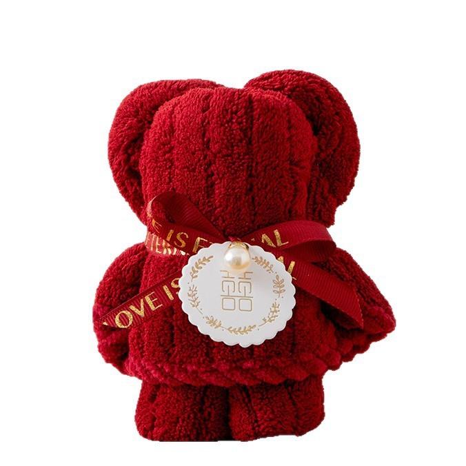 Baby Bear Hand Towel With Soft Coral Fleece For Wedding Favor And Party Decor