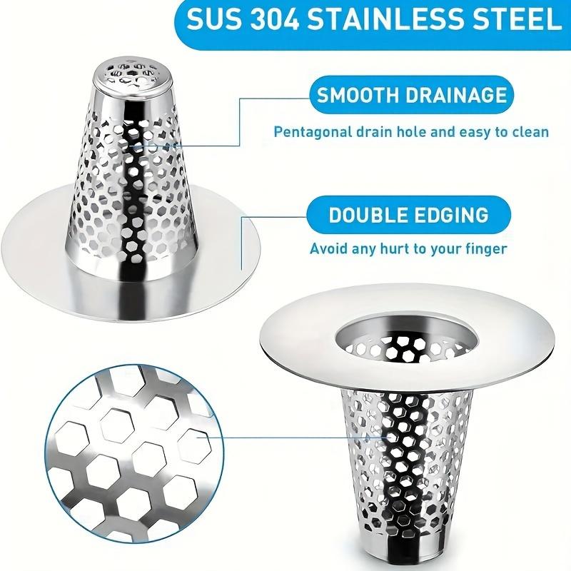 1pc Bathroom Sink Strainer - Brushed Finish, Hair Catcher with Small Tapered Bathtub Cover