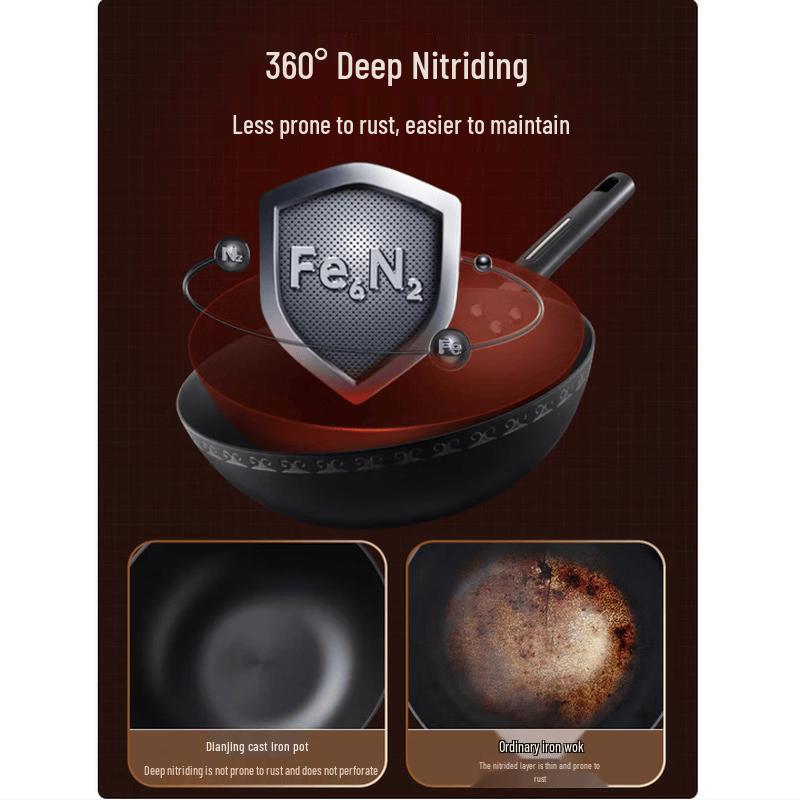 COOKER KING 30cm Nitrided Cast Iron Wok