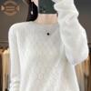 2023 Women's Wool Sweater: Round Neck, Solid Color, Loose Fit Pullover Knitwear