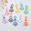 Bowknot Flocked Big-Eared Doll Keychain - 3D Cartoon Figurine for Schoolbags