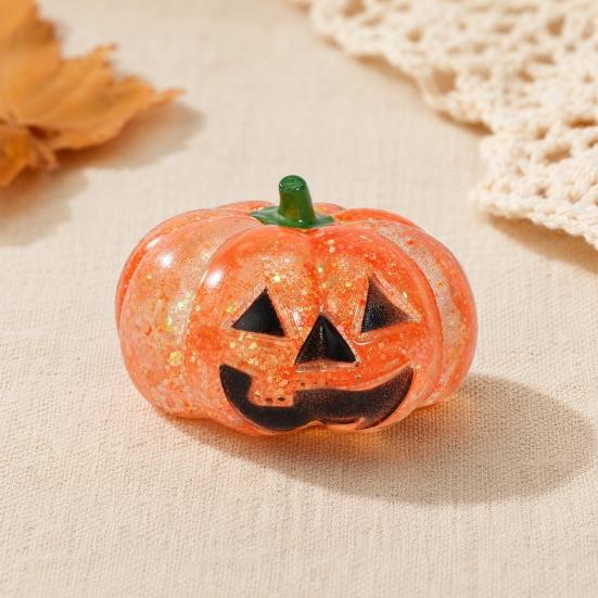 Glitter Stress Ball 1/2/3Pcs Halloween Pumpkin Head Ball Anxiety Relief Spooky Toy Toy Stretchy Orange Sensory Elastic