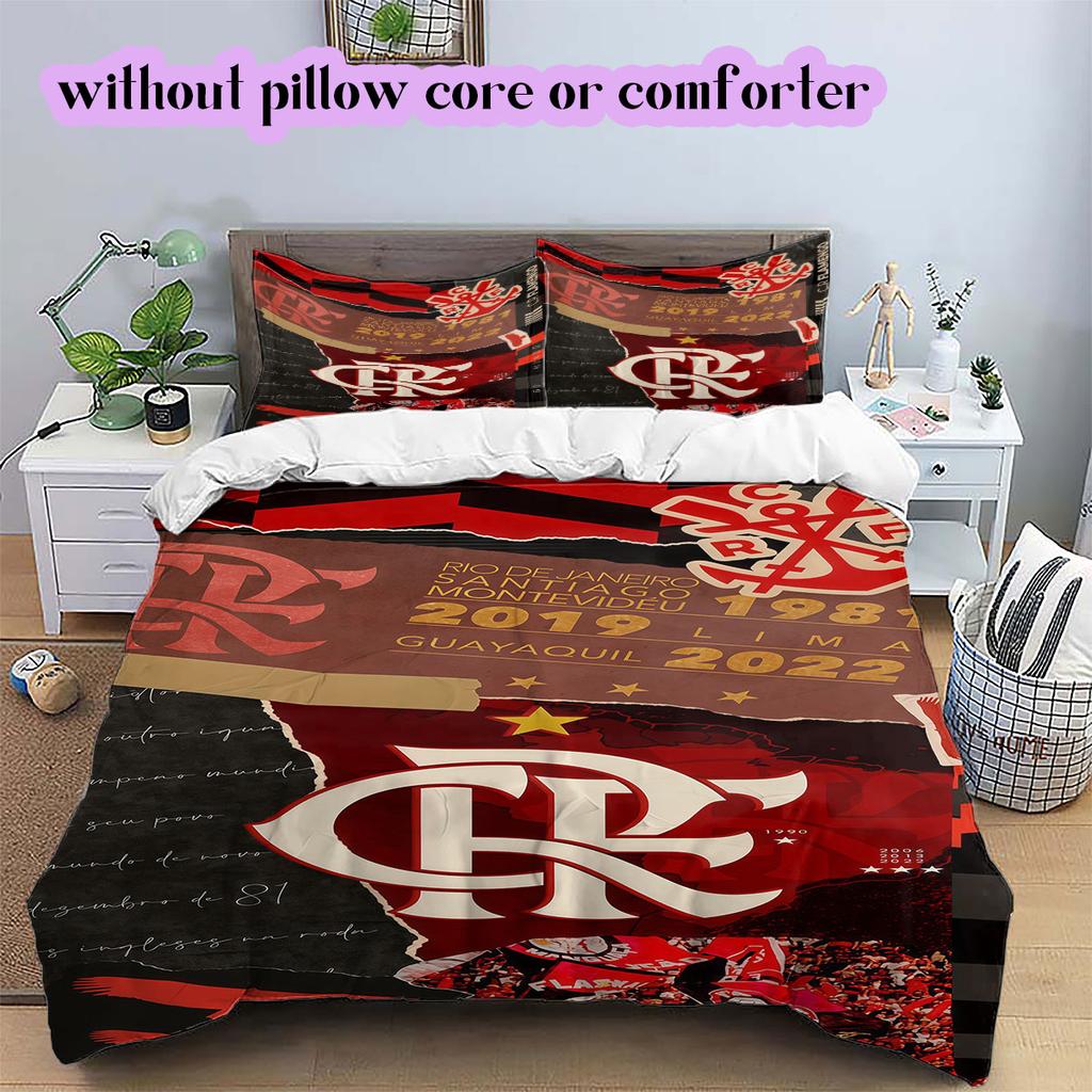 Flamengo Football Soccer Pattern Bedding,Quilt Set Quilt Cover Pillowcase Home Birthday Gift (1*duvet Cover+2*pillowcase,without Core)