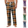 Pantalon Décontracté à Poches Imprimé à Rayures et Carreaux pour Homme Pantalon de Pyjama d'Intérieur