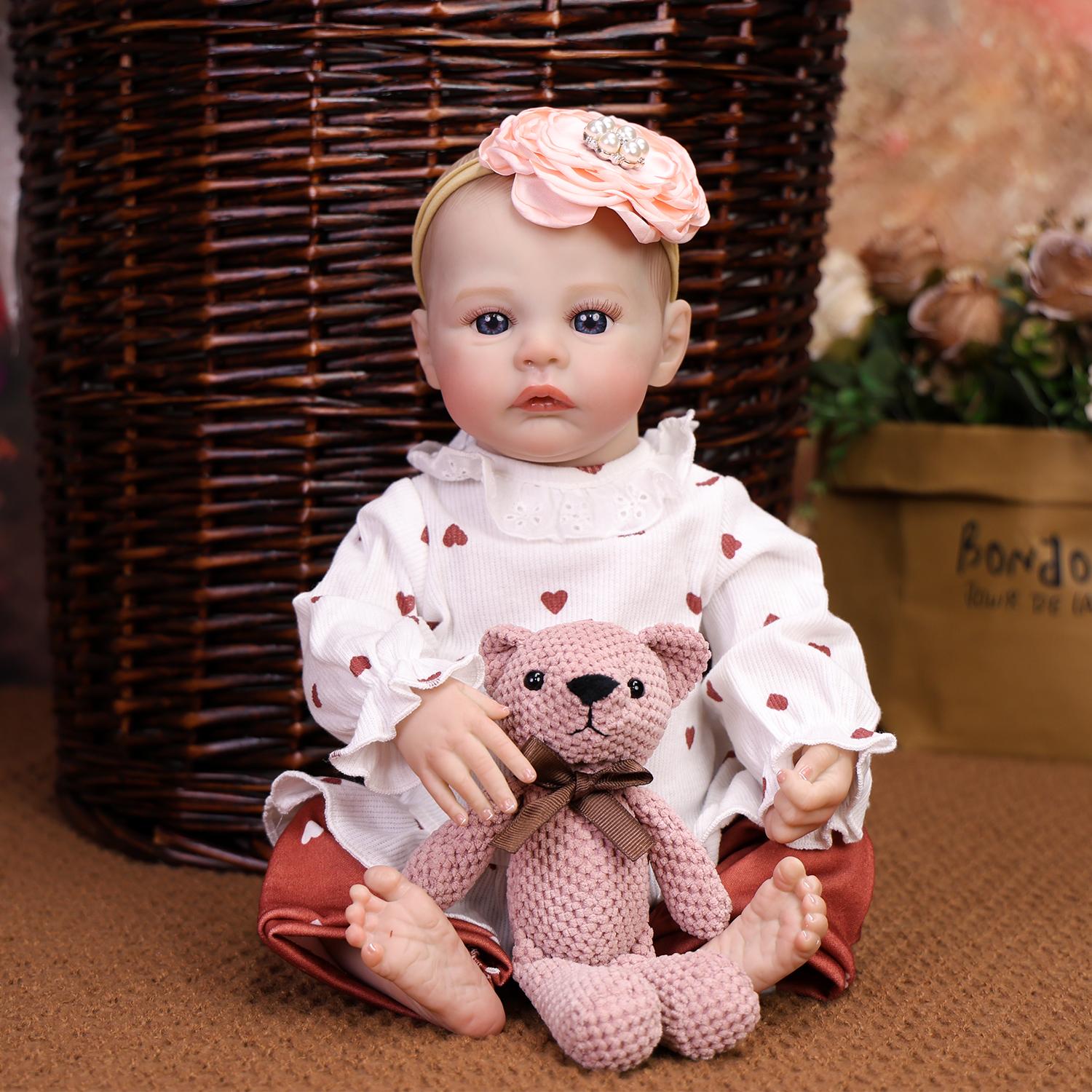 

18 Inch Realistic Reborn baby Doll Full Silicone Vinyl Newborn Babies Girls Doll With Visible Veins Collectible Diy Toy 18 inch