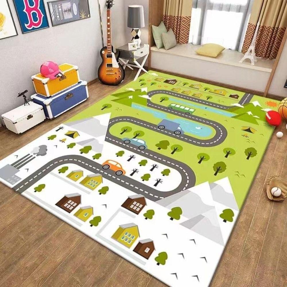 Floor Mat Crawling Traffic Game Mat Soft Toddler Crawling Road Carpet Road Traffic Route Mat  Baby