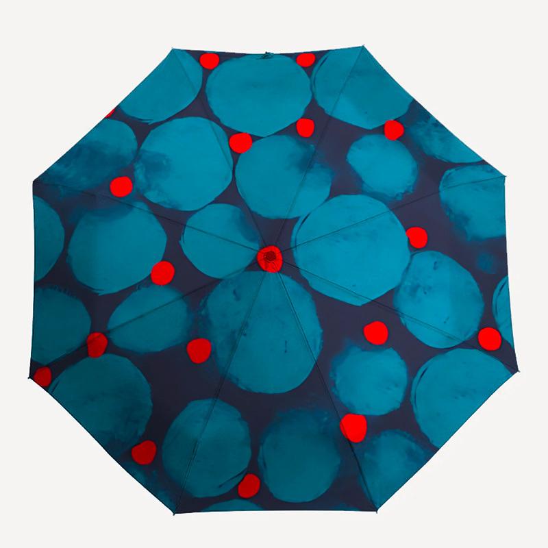 

1pc Circles Red Automatic Open/close Folding Compact Umbrella, 8-Rib Sturdy Canopy, Lightweight Portable, Everyday Use, Gift, Outdoor Umbrella, Travel