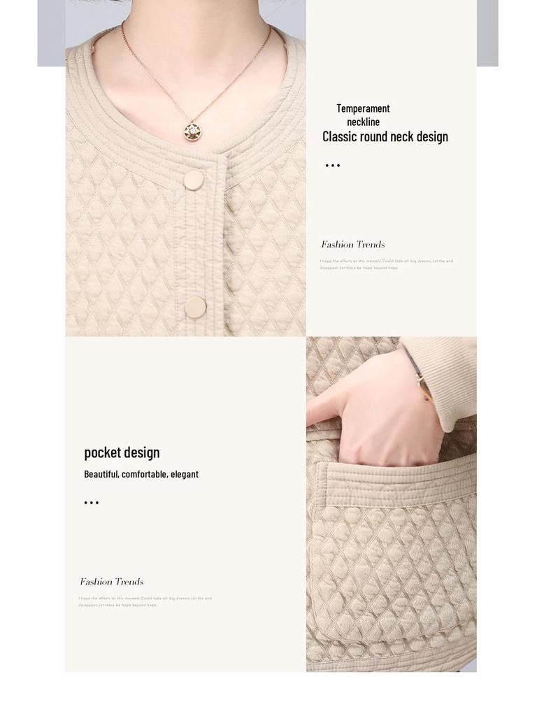 Women's Spring/Autumn Loose Baseball Jacket - Button Cardigan Top for Middle-Aged Moms (2025 Collection)