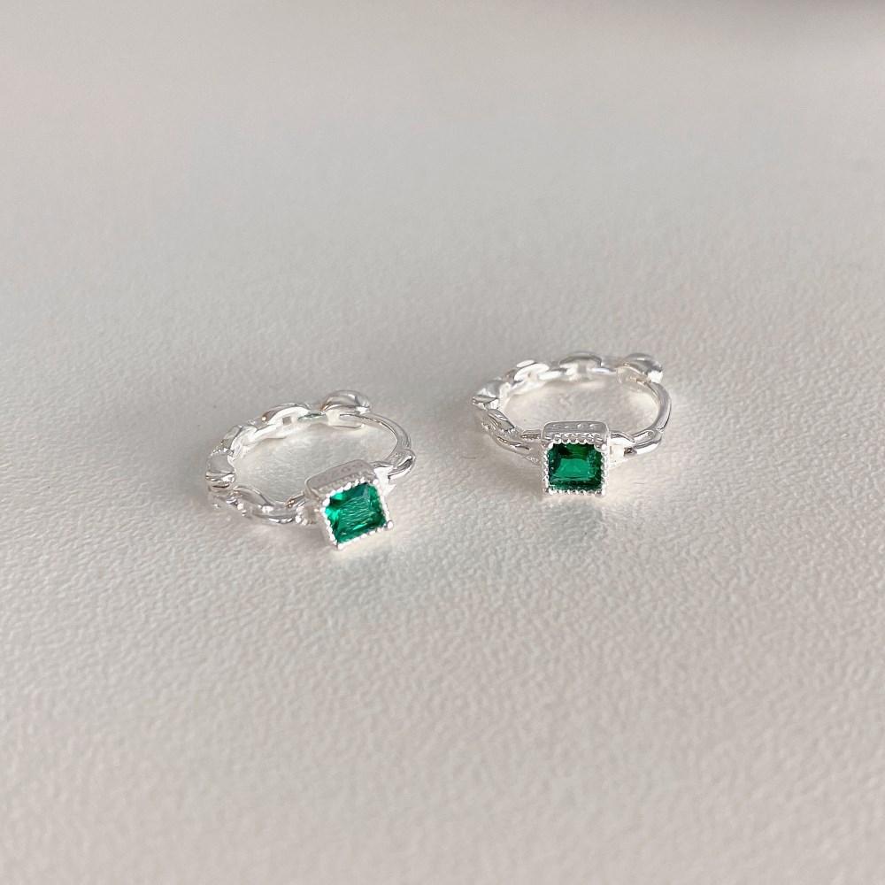 Fine Jewelry Earrings 18K Gold Plated Hypoallergenic Green 5A Cubic Zirconia S925 Sterling Silver Hoop Earrings for Women Girl