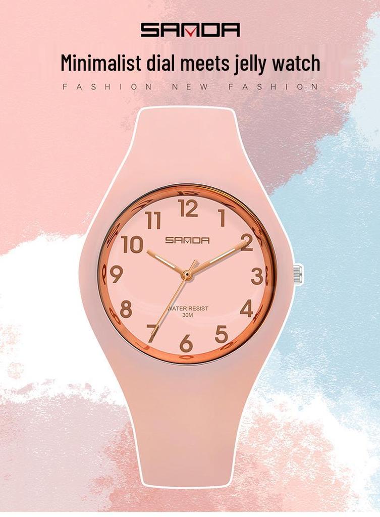 Sanda Women's Dopamine Jelly Digital Watch - Trendy, Waterproof, Quartz, Exquisite Design