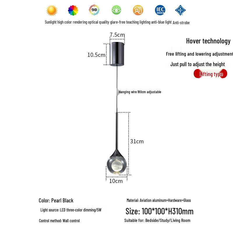 Adjustable Italian Minimalist LED Pendant Light for Bedroom or Entryway
