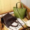 Johnature Large Capacity Lazy Style Simple Soft Cowhide Handbag Genuine Leather Tote Bag Versatile Shoulder Bag