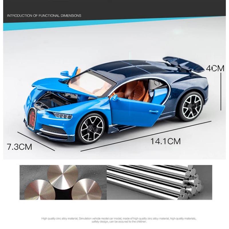 1/32 Bugatti Chiron Sports Car Metal Toy Alloy Car Diecasts & Toy Vehicles Car Model Sound and Light Model Car Toys for Children