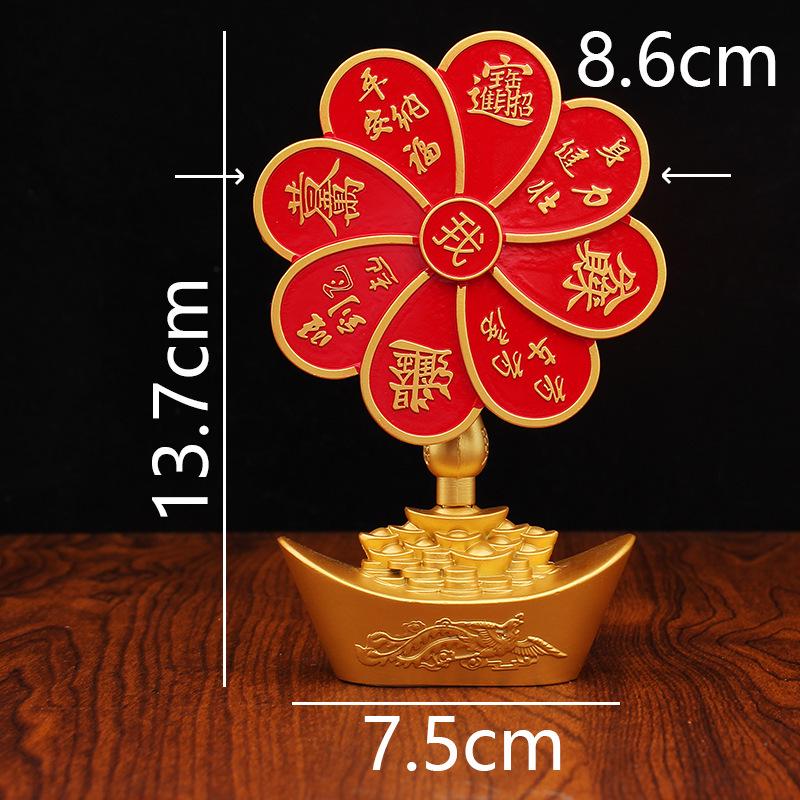 Golden Windmill Dragon Phoenix Metal Ornament