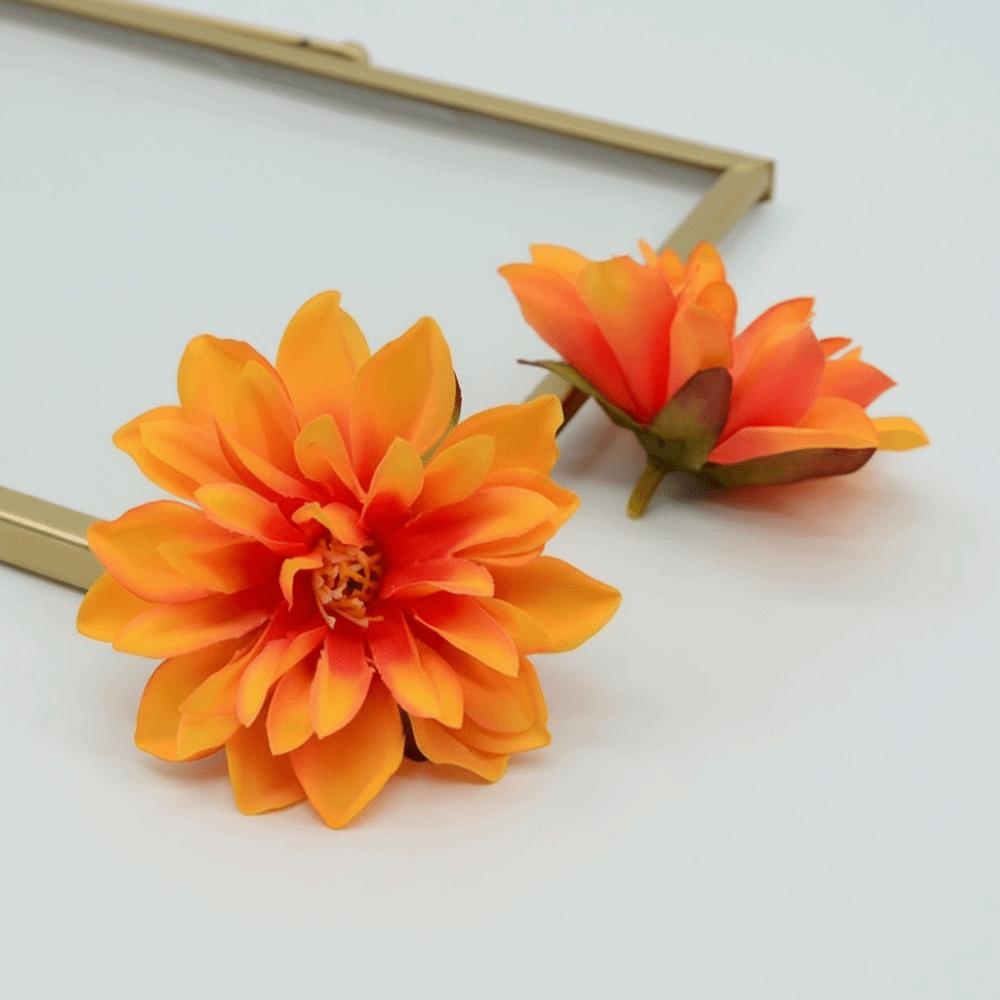 10pcs Satin Dahlia Artificial Flowers Fake Flower DIY Garland Bouquet Silk Chrysanthemum Dahlia Mix Color Brooch Accessories