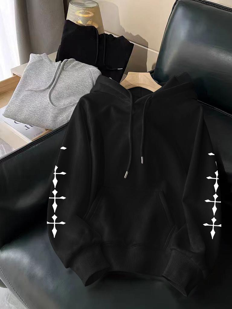 Art‑themed Back Print Pullover Hoodie Sweatshirt with Fallen Angel Graphic for Men Street Look and Daily Casual Outdoor Wearing