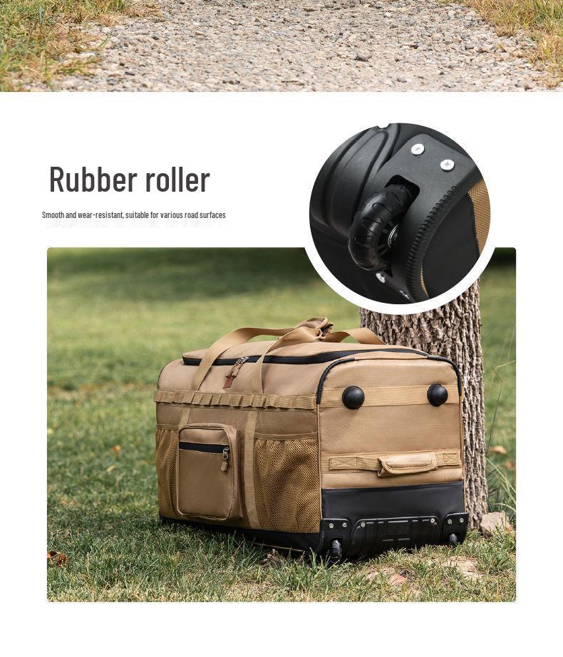 Khaki Multifunctional Wheeled Camping Backpack and Storage Bag - Large Capacity for Men