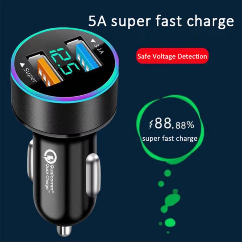 Car Charger Cigarette Lighter PD QC3.0 Fast Charging With LED Voltage Display 12V/24V Dual Usb Charger Universal For Phone
