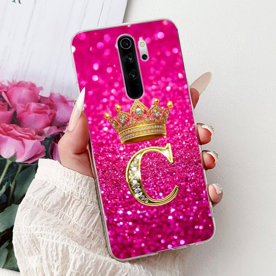 Fashion Crown Initial Letter Case For Xiaomi Redmi Note 8 Pro Note8 8T Soft Silicone TPU Cover For Redmi Note 8 8Pro Phone Cases