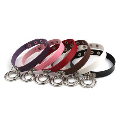 Daami Moe Punk Choker Topeltrõngaste Ripats Kunstnahast Lühike Kaelarihm