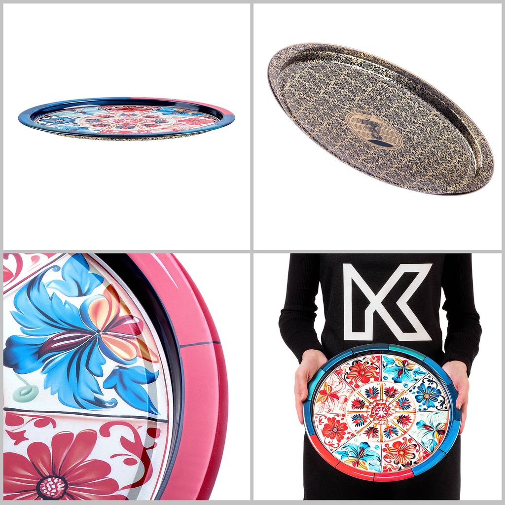 KADAX Taca Okrągła Litografowana 32.5cm Metalowa 