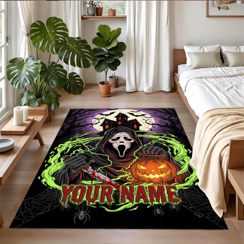Crystal Velvet Rug Custom Name Text, Soft Non Slip Floor Mat Home DecorScream Ghostface