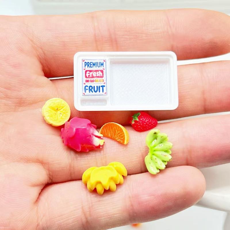 Dollhouse 1:12 Scale Miniature Food Toys Supermarket Fruit Kit with Clear Box for Collectible Display