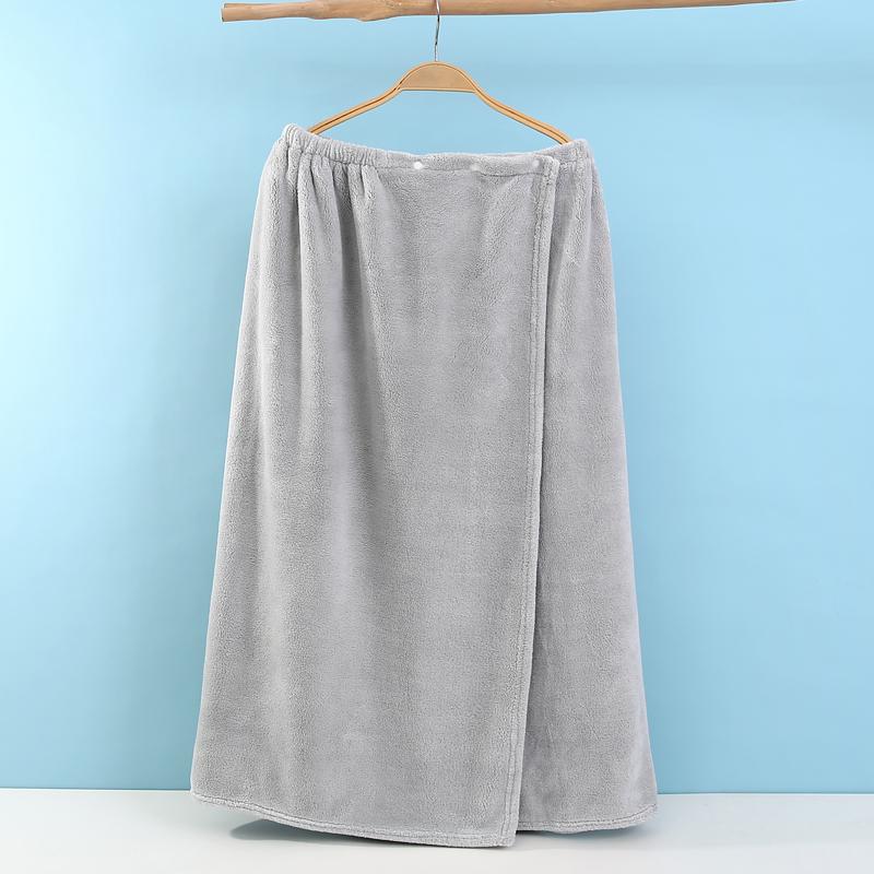 1Pcs Songyang Unisex Coral Fleece Button Bath Skirt,140×75cm(55.1×29.5inch),Super Absorbent Lint‑Free Skin‑Friendly Wearable Bath Towel for SPA Home