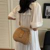 Solid Color Straw Woven Shoulder Bag Metal Buckle Wicker Rattan Handbag Boho Crossbody Bag  Travel