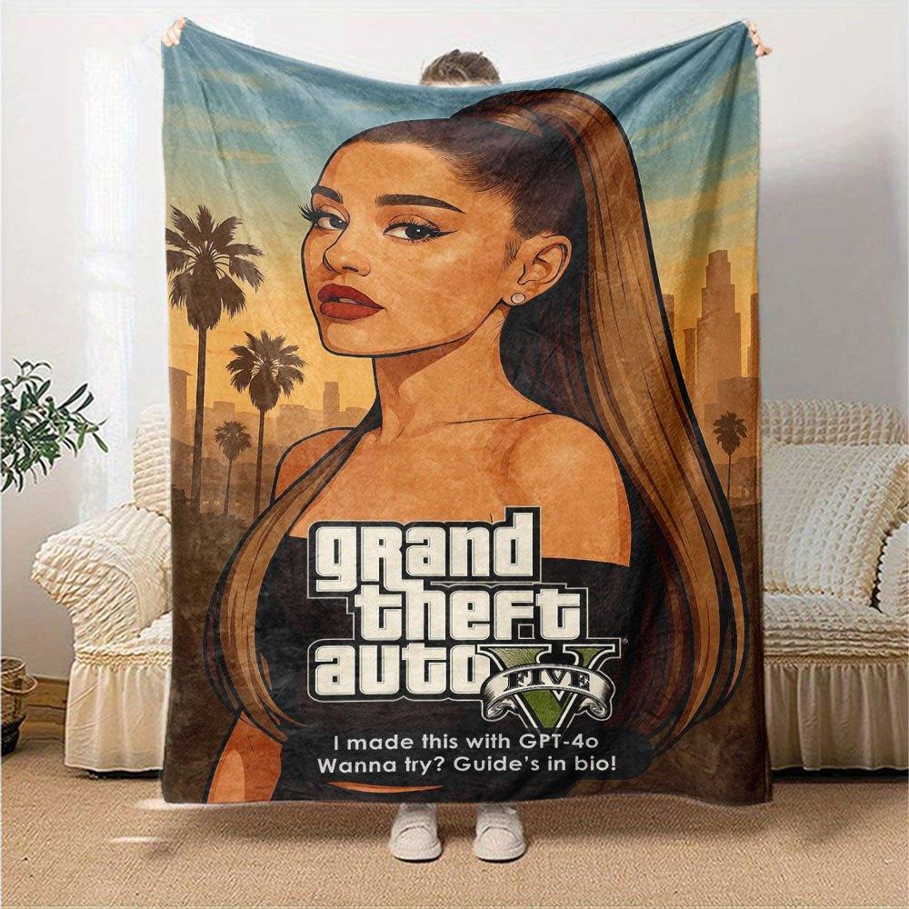 1 Stück Grand Theft Auto Weiche Flanelldecke mit Designer-Print Eine kuschelige Decke für alle Jahreszeiten, perfekt für das Sofa, Bett, Büro