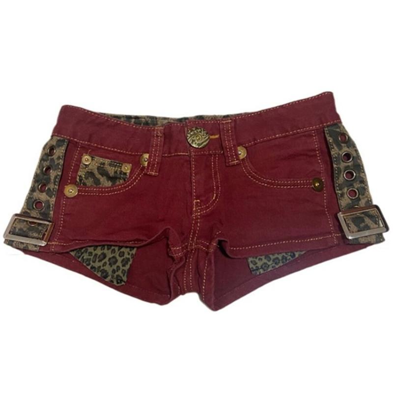 Summer Woman Gyaru Hot Kpop Pants Clubwear Jean Hot Shorts Sexy Denim Sweet Shorts Streetwear Pockets Zipper Low Waist Patchwork